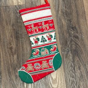 Vintage Festive Red and Green Holiday Stocking